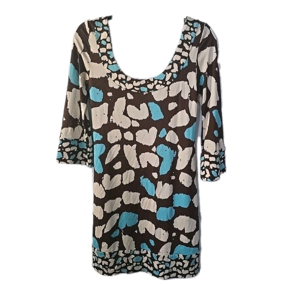 Diane von Furstenberg Silk Stella Dress Jersey Knit Artsy Resort Stretch‎ Size M
